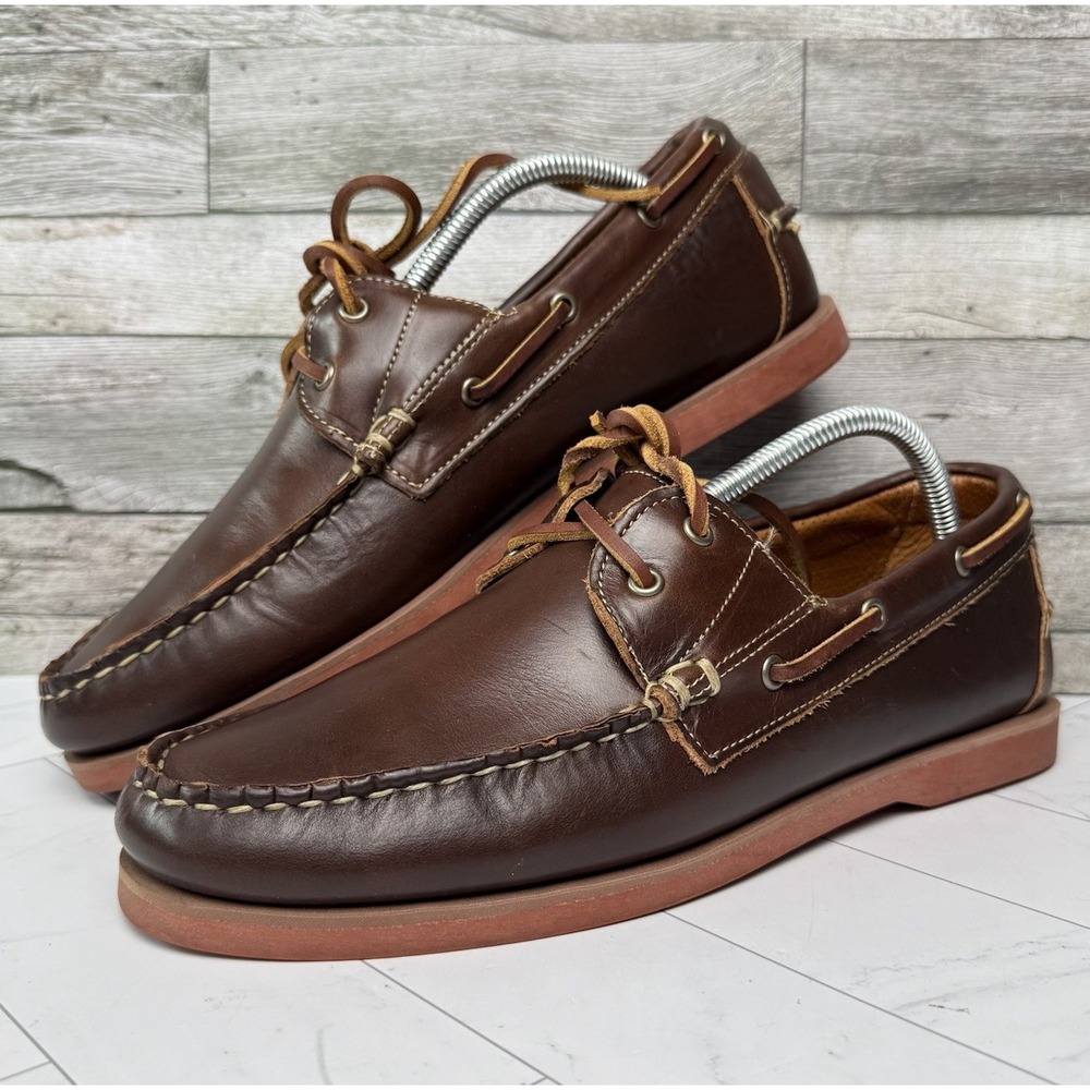 Allen Edmonds Force 10 Boat Shoes Men's Size 9.5 D Loafer Brown Mahogany Leather